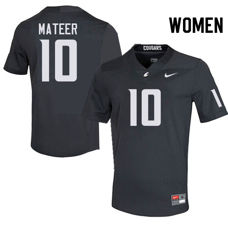 Women #10 John Mateer Washington State Cougars College Football Jerseys Stitched-Charcoal